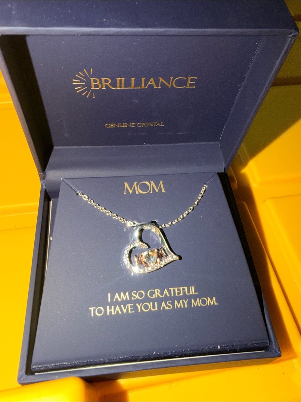 Brilliance Mom Crystal Heart‎ Necklace Silver Plated Gift Boxed NIB